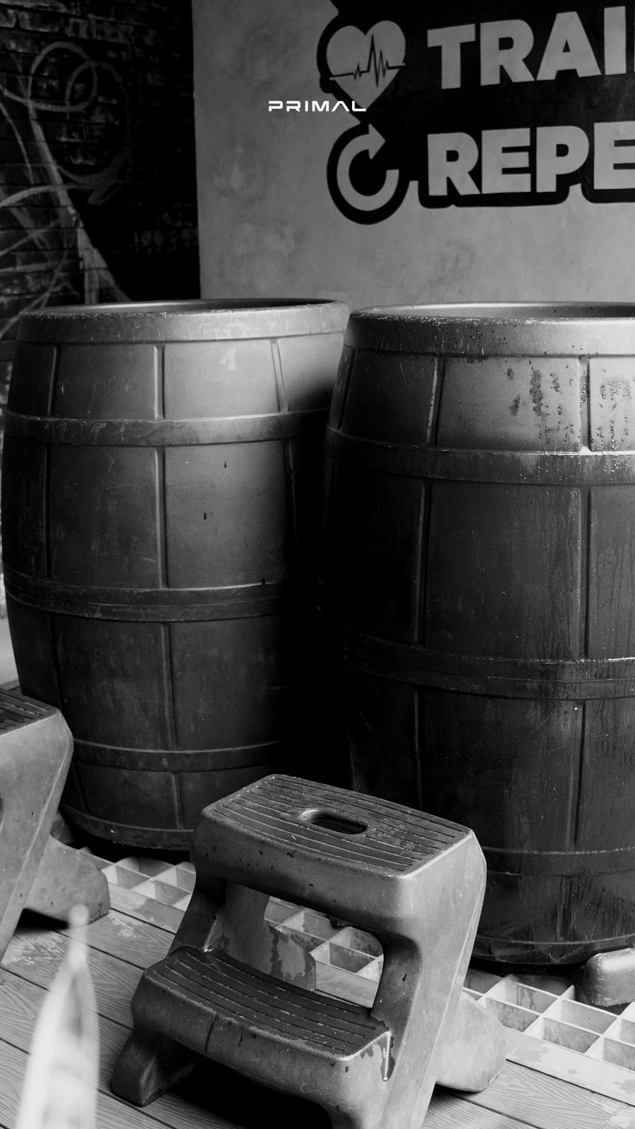 The two wooden ice barrels on the Wellness floor at Primal Thao Dien
